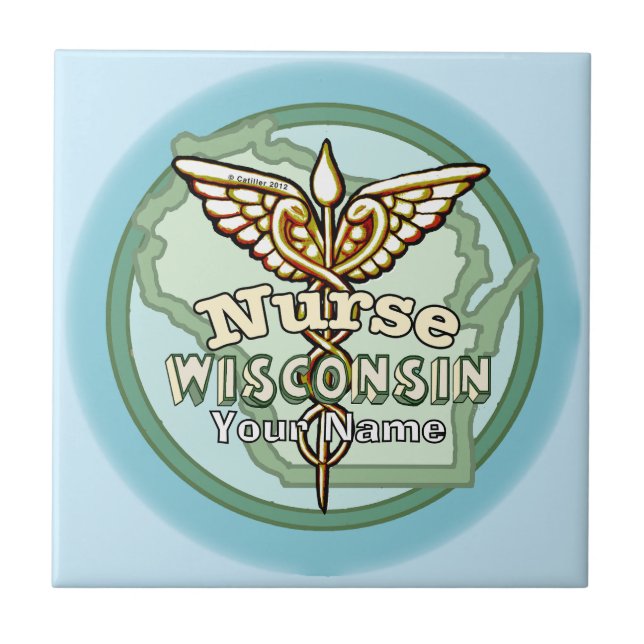 Carreau Infirmière du Wisconsin Caducée (Devant)