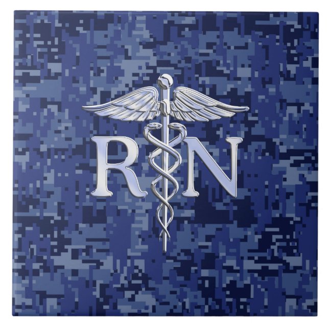 Carreau Infirmière inscrite RN Silver Caduceus sur Camo de (Devant)