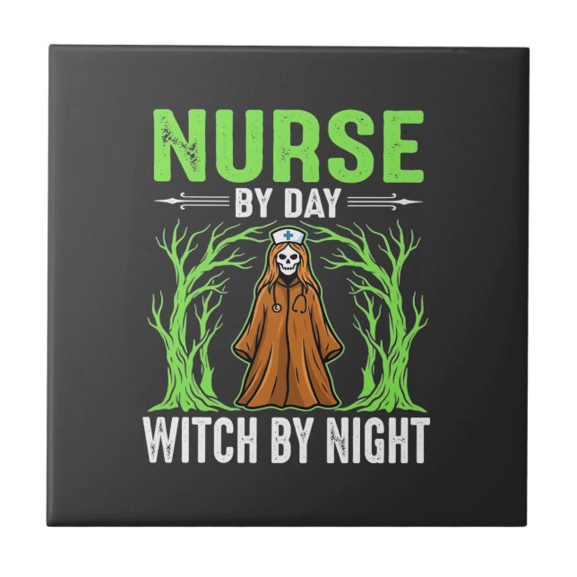 Carreau Infirmière le jour sorcière la nuit Design Hallowe (Devant)