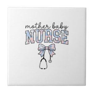 Carreau Infirmière Mère Bébé Chemise à nœud floral Design_