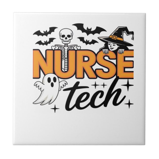 Carreau Infirmière technicienne - Halloween - avec squelet (Devant)