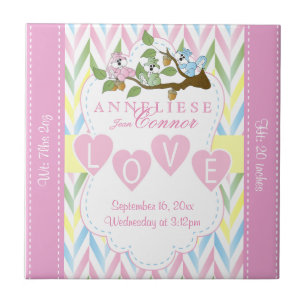 Carreau Informations sur la naissance - Écureuils Bébés Pa