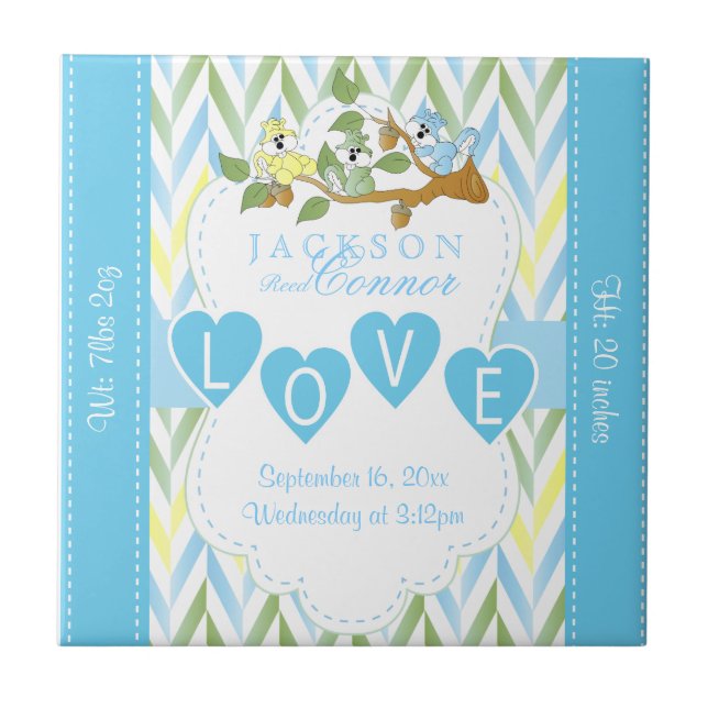 Carreau Informations sur la naissance - Pastel Blue Baby S (Devant)