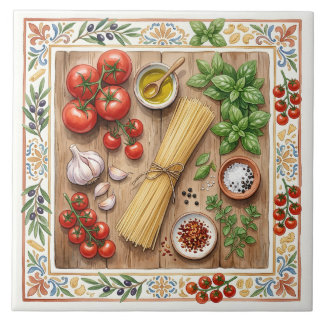 Carreau Ingrédients de pâtes italiennes de cuisine méditer