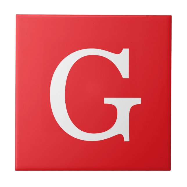 Carreau Initial Letter Monogram Red White Plain Simple (Devant)