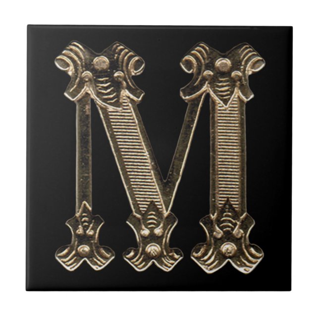 Carreau Initiale ou monogramme d'or de la lettre M sur le (Devant)
