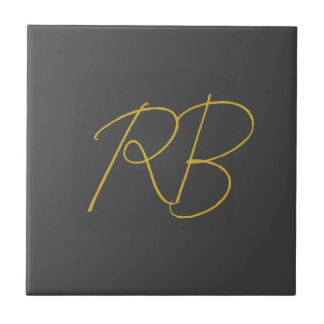 Carreau Initiales du monogramme couleur or gris moderne