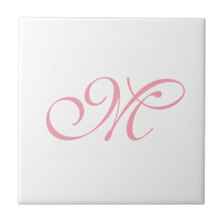 Carreau Initiales monogramme rose élégant 