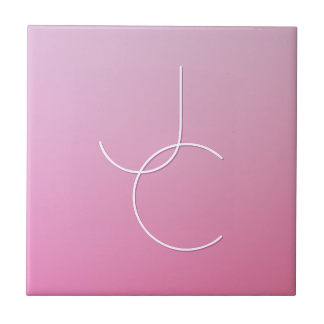 Carreau Initiales superposées Modern 2 | Ombre rose (Devant)