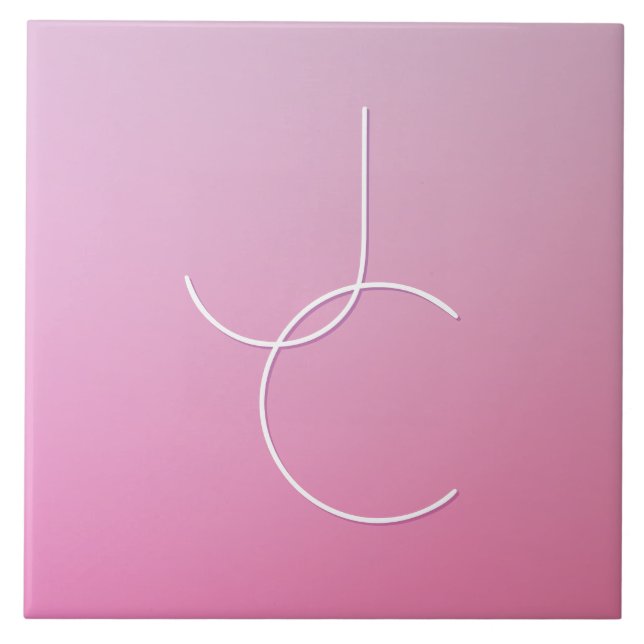 Carreau Initiales superposées Modernes 2 | Ombre Rose (Devant)