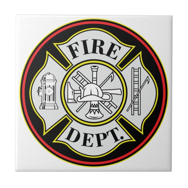 Carreau Insigne rond de corps de sapeurs-pompiers (Devant)
