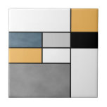 Carreau Inspiration mondrienne<br><div class="desc">Art moderne Abstrait avec rectangles colorés (bleu marine,  gris,  noir,  jaune,  blanc) de style Mondrian sur arrière - plan blanc</div>