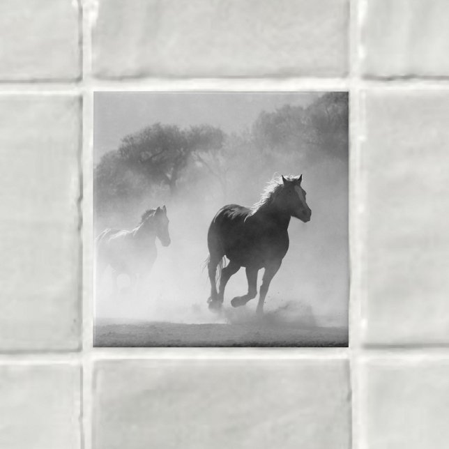 Carreau Inspirations de la nature Chevaux en noir et blanc (Créateur téléchargé)
