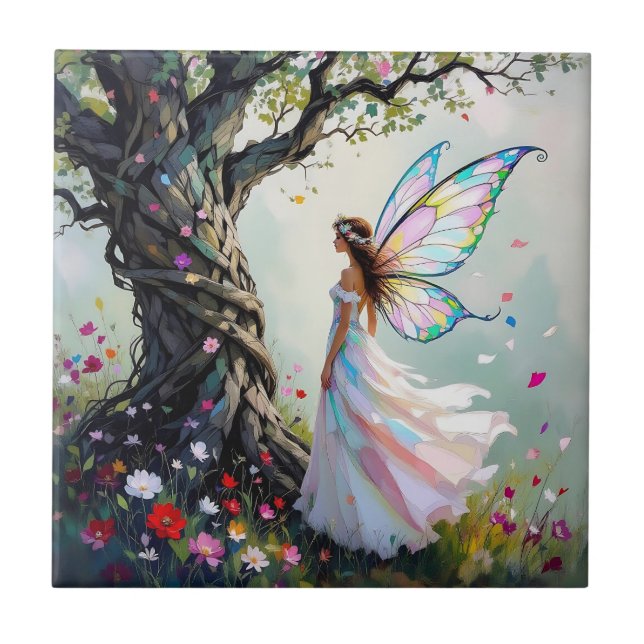 Carreau Inspiré d'un conte de fées Fée et arbre fantaisist (Devant)