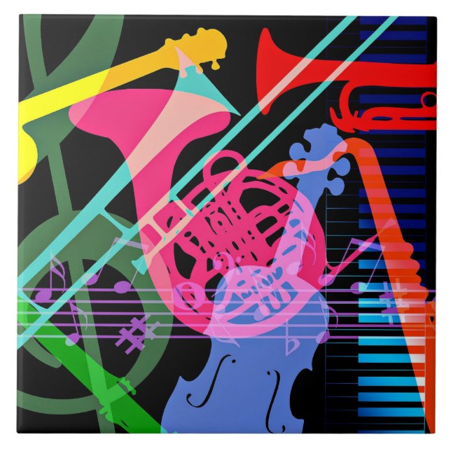 Carreau Instruments de musique design Pop Art (Devant)
