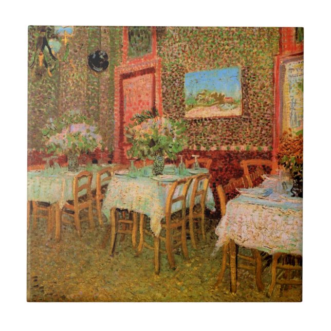 Carreau Intérieur d'un restaurant par Vincent van Gogh (Devant)