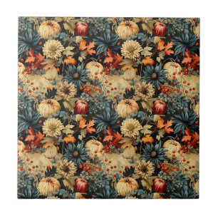 Carreau Intérieur sombre Cottagecore Fleur Automne Citroui