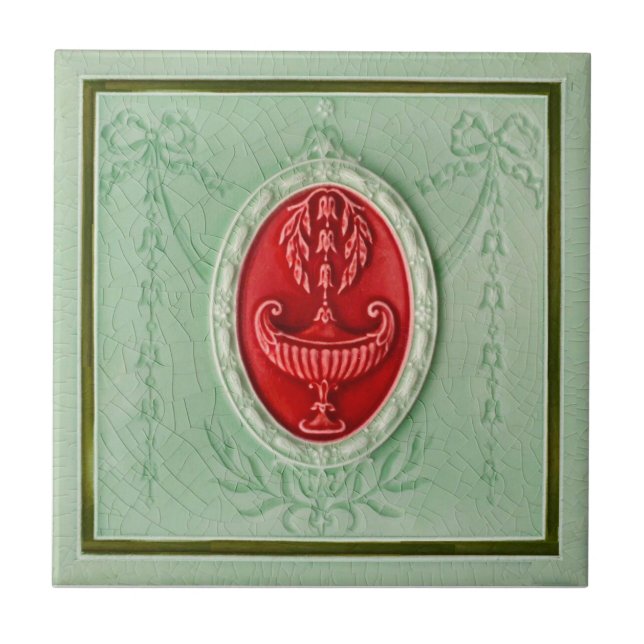 Carreau Inton Néoclassique LtGreen 1890 Faux Relief Repro (Devant)