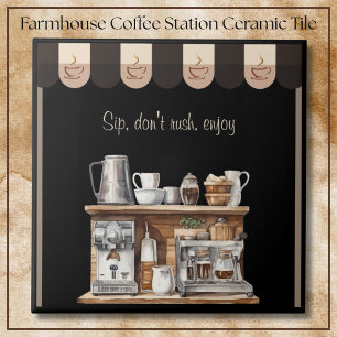 Carreau Invitation Décorative de Station de Café de Ferme 