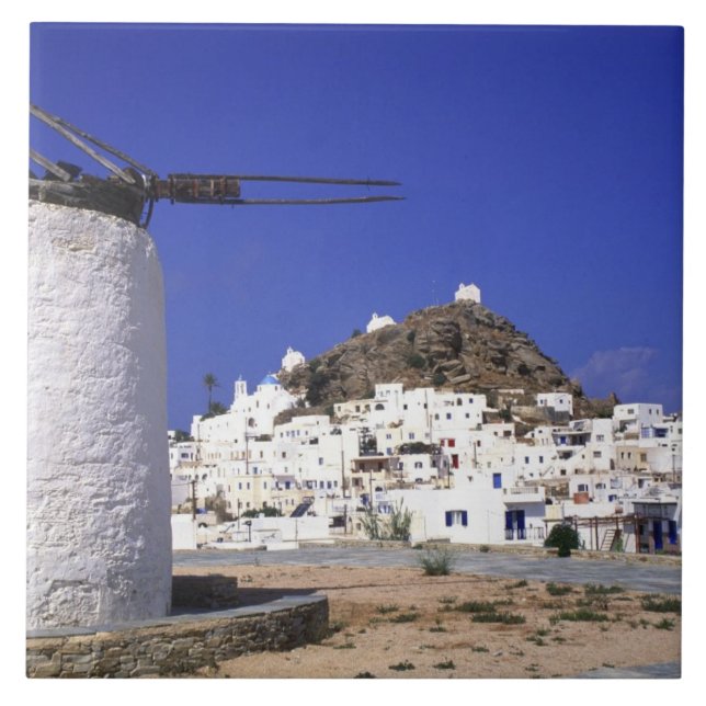 Carreau Ios, Grèce. Beau et net, blanc et (Devant)