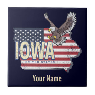 Carreau Iowa États-Unis Retro State Map Vintage USA