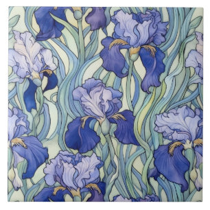 Carreau iris bleu Art Nouveau