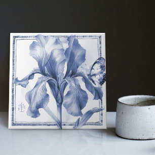 Carreau Iris Bleu de Delft Décoration Murale Art Nouveau A