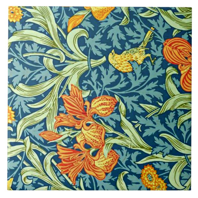 Carreau Iris, design populaire de William Morris, (Devant)