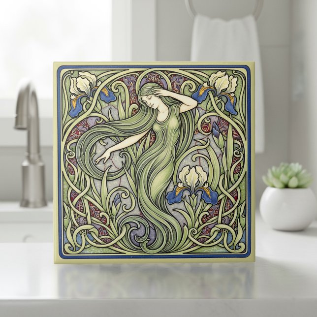 Carreau Iris et Muse Art Nouveau Pat#5 ID1193 (Créateur téléchargé)