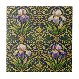 Carreau Iris Floral Art Nouveau Damassé