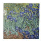 Carreau Iris par les fleurs bleues d'iris de Van Gogh<br><div class="desc">Courtoisie d'image numérique du programme satisfait ouvert du Getty. Les iris par Van Gogh est une belle peinture impressionniste française par Vincent van Gogh. En mai 1889, après des épisodes de l'auto-mutilation et de l'hospitalisation, Vincent van Gogh a choisi d'entrer dans un asile dans le Saint-Rémy, France. Là, au cours...</div>