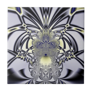 Carreau Iris Violet Art Fractal de Géométrie Sacrée
