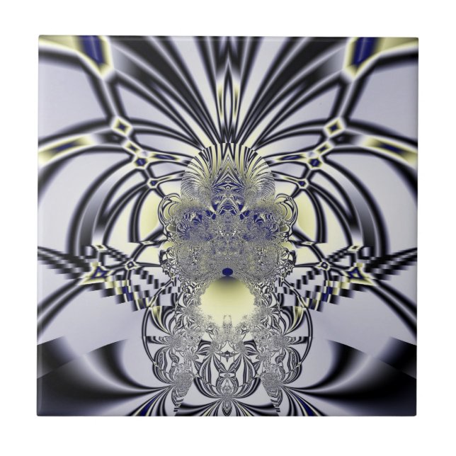 Carreau Iris Violet Art Fractal de Géométrie Sacrée (Devant)