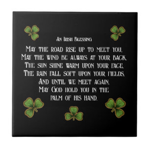 Carreau Irish Blessing et Shamrock noir et vert