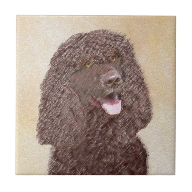 Carreau Irish Water Spaniel Peinture - Original Dog Art (Devant)