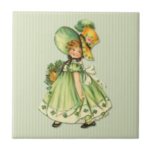 Carreau Irlandaise fille de promenade Shamrock