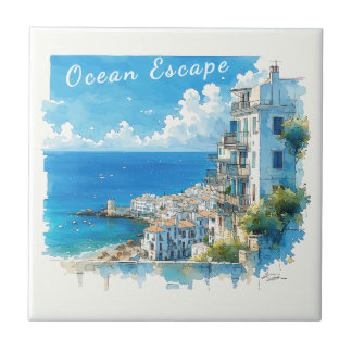 Carreau Italian Seaside Town Watercolor Ocean Escape