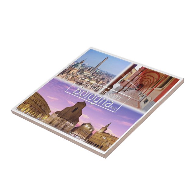 Carreau Italie BOLOGNA, Piazza Maggiore, Deux Tours, (Côté)