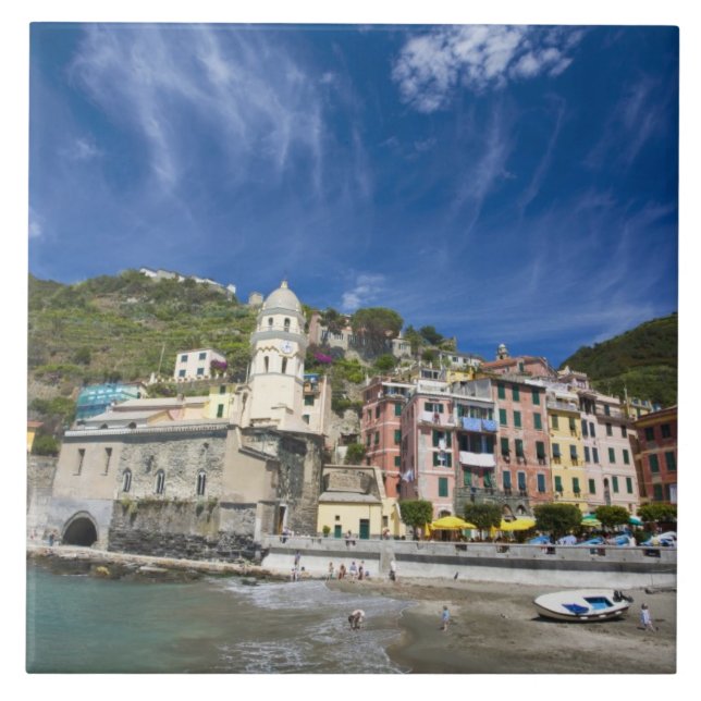 Carreau Italie, Cinque Terre, Vernazza, Port et Église 2 (Devant)