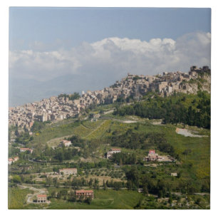 Carreau Italie, Sicile, Enna, Calascibetta, Vue matinale