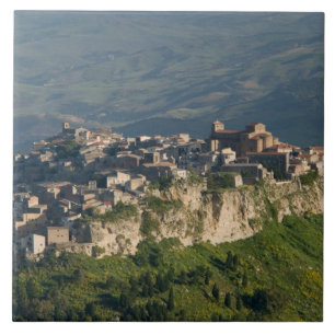 Carreau Italie, Sicile, Enna, Calascibetta, Vue matinale 2