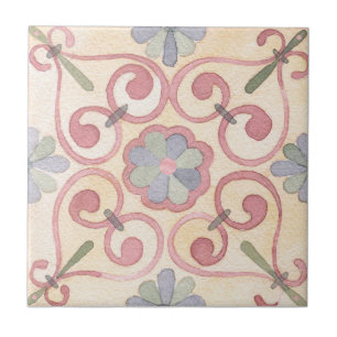Carreau Italien espagnol Majolica méditerranéen Floral ros