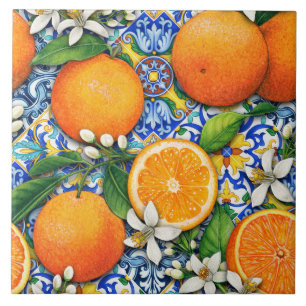 Carreau italien motif citrus méditerranéen