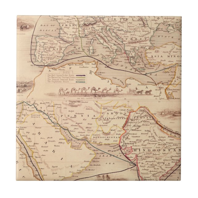 Carreau Itinéraire sur terre vers l'Inde (Devant)