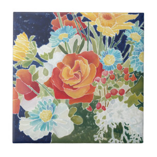 Carreau IV floral de minuit