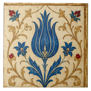 Carreau Iznik Tulipe Bleue Art Floral Ottoman  