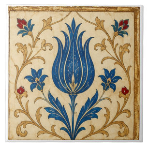 Carreau Iznik Tulipe Bleue Art Floral Ottoman