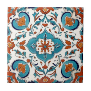 Carreau Iznik turc classique Floral Rouge Turquoise Bleu