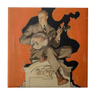 Carreau J.C. Leyendecker Joueur de banjo 1920 Art Déco Art