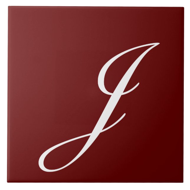 Carreau J Monogramme Blanc initial sur Maroon (Devant)